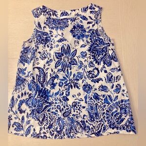 Sara Cambell Floral Sleeveless Top in Blue and White xs